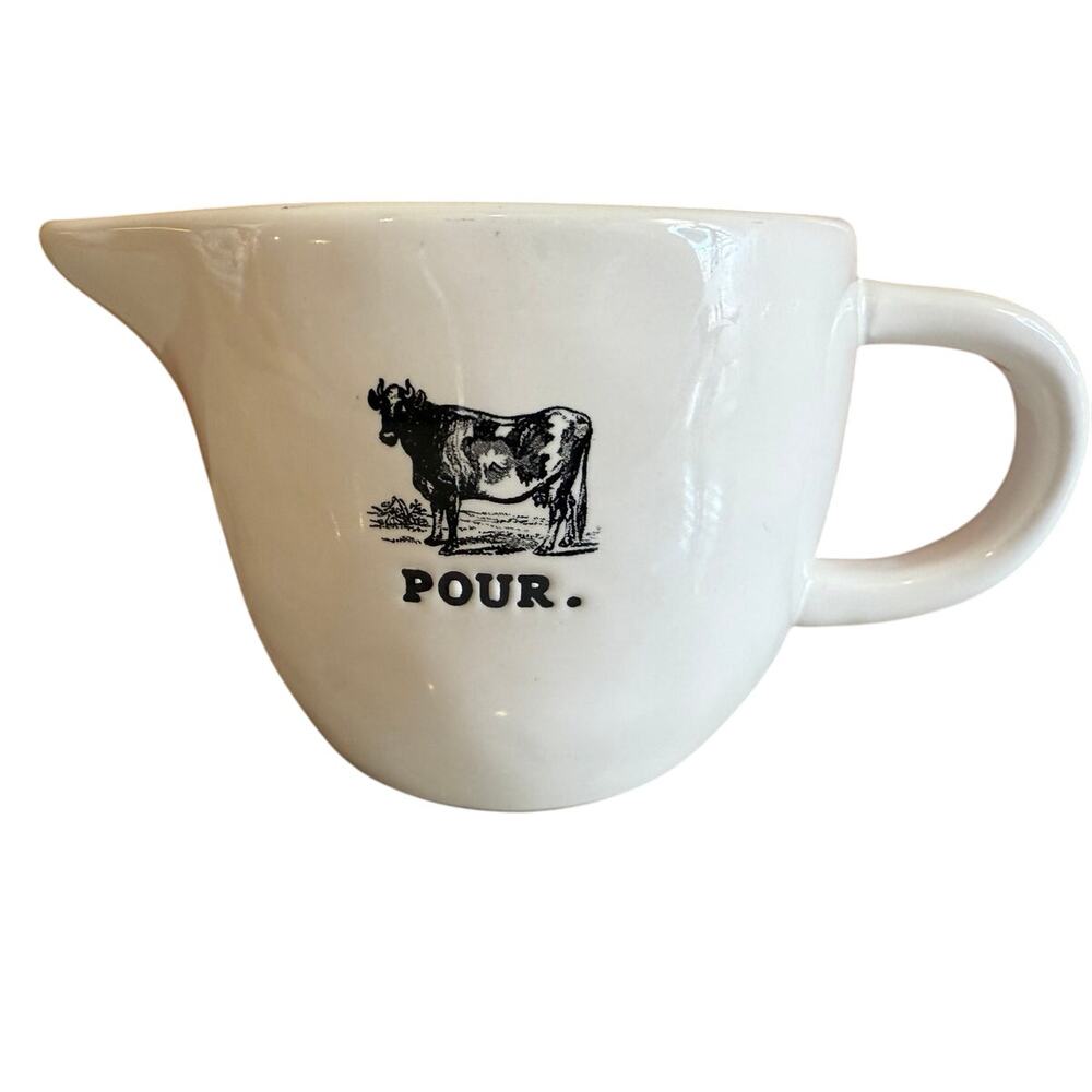 Rae Dunn Artisan Collection Cow Milk Creamer Cup Typewriter Font